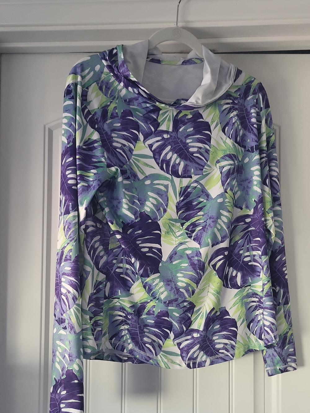 Tropical Monstera Pullover Hoodie - Purple & Mint